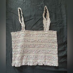 Smocked Pink and White Women's Top Large